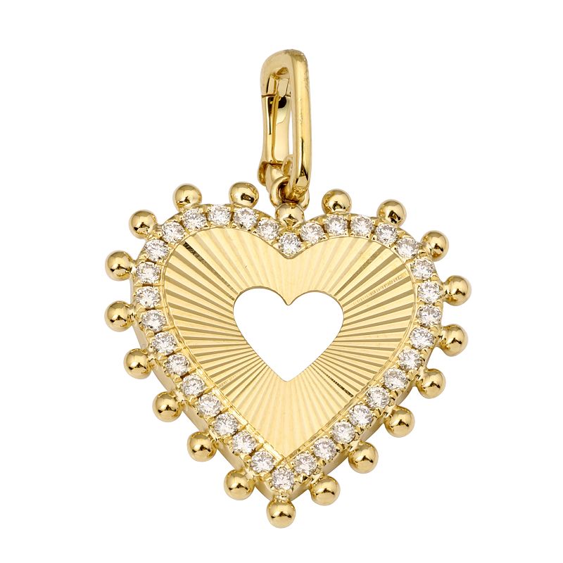 Fluted Spike Heart Diamond Necklace Charm