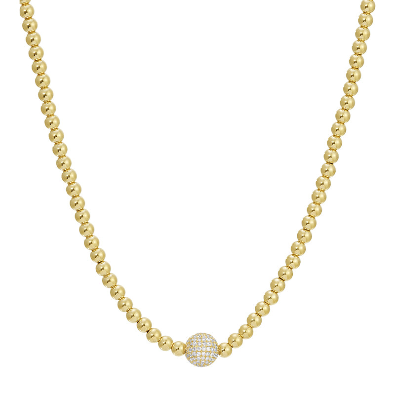 Bead Ball Diamond Necklace